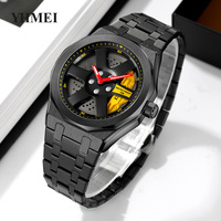Jam Tangan Pria Model Roda Mobil Sport Baru, Tahan Air, Bahan Stainless Steel, Quartz, YHMEI