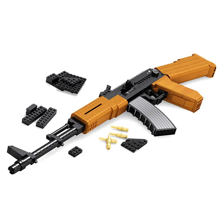 Children's Educational Building Blocks Plastic AK47 toy gun Safe Toys Block Gun Model