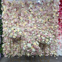 Floral 3d Roll up Tissu Artificiel Fleur Mur Dos Drop Panneau 8ft X 8ft Mariage rose Artificielle Rose Fleur Mur pour la Décoration