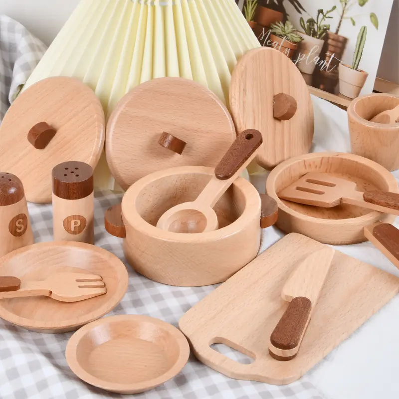 Wooden Kitchen Cut Fruits Vegetables Dessert Kids Cooking Kitchen Toy Food Pretend Play Puzzle Educational Toys