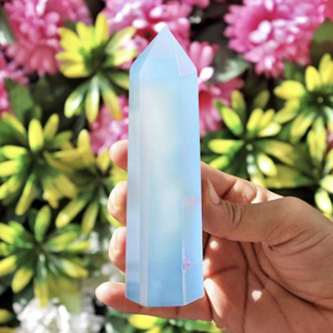 Torre de Cristal de Opalita, Piedra Energética Azul, Decoración Espiritual, Regalo, Meditación, Equilibrio, Bienestar, Cristal Liso - Product Image 1