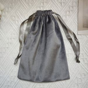 Custom Logo Printing Grey Velvet Pouch for Jewelry Customized Drawstring Velvet <b>Dust</b> Gift Cosmetic Packaging <b>Bag</b> - Product Image 2