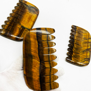 Crystal Guasha Scraping Comb Head Meridians <b>Jade</b> Stone Rose Quartz Comb Scalp Massage Gua Sha Curved Comb - Product Image 3