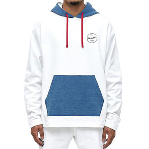 Étiquette personnalisée Nouveau élégant 85 coton 15 Polyester Anti-boulochage Coupe ample Pull à épaules tombantes Sweat à capuche épissé deux tons pour hommes - Product Image 5