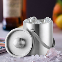 Seau à glaçons fantaisie isolant avec pinces, couvercle en acier inoxydable, double paroi portable, refroidisseur de boissons pour bar à domicile