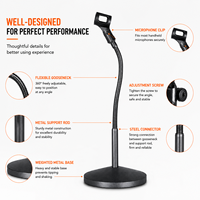 Support de microphone flexible IB-32B avec base ronde robuste, support de micro flexible pour bureau, scène et studio