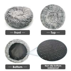 Camas Calmantes para Perros Pequeños, Medianos y Grandes, Redondas Tipo Donut, Lavables, Antideslizantes, de Piel Sintética, Suaves y Acogedoras, para Perros y Gatos - Product Image 3