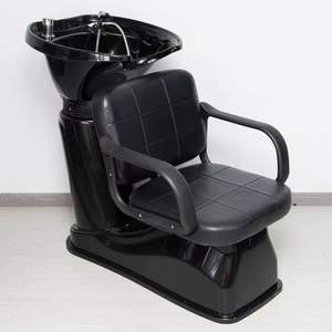 Fauteuil de lavage QUMENG au design moderne avec cadre en acier inoxydable et cuir synthétique écologique, doté de fonctions de massage pour la beauté - Product Image 1