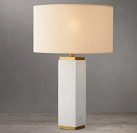 Lampe de chevet moderne E26 flexible et simple, base rectangulaire en laiton, abat-jour en lin, LED à intensité variable pour chambre et bureau