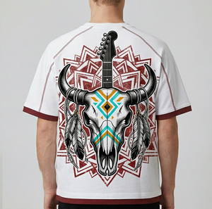 T-shirt da uomo personalizzata in cotone 100% stile <span class=keywords><strong>rock</strong></span> etnico, in jersey lavorato a maglia 200gsm, a manica corta, casual, tinta unita, con finiture a contrasto - Product Image 2