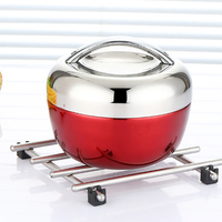 Boîte à déjeuner pomme en acier inoxydable, Double isolé thermiquement avec cuillère fourchette couteau ensembles de vaisselle, Pot à soupe rond de polissage