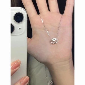 Double C Beating Heart Necklace For Women Zinc Alloy Pave Setting Clavicle Chain Gift Jewelry - Product Image 4