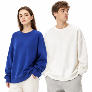 Sweat-shirt unisexe de couple premium épais 450 GSM, coupe oversize, col rond, doublure polaire, anti-boulochage, épaules tombantes - Product Image 2