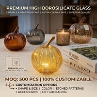 Mini citrouille en verre avec lumière LED, fournisseur de marque privée ODM, guirlande lumineuse féerique, décoration d'intérieur, cadeau, automne, Thanksgiving, borosilicate, vente en gros