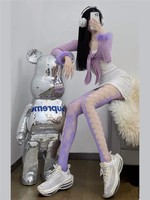 Bleu violet blanc Violet rouge Rose noir Sexy filles maille longue cuisse poisson Net bas mode pour femmes bonneterie