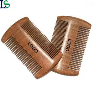 High Quality Custom Printing Logo Double Function Sided Hair Comb Natural Wood Beard Combs