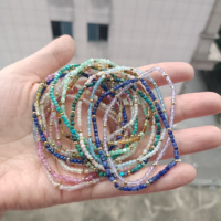 Bracelet extensible en perles de sucre cubiques de pierres précieuses assorties avec acier inoxydable doré, labradorite, kunzite, grenat – Bracelet énergétique de yoga
