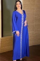 Magnifique Robe Longue Musulmane Égyptienne de Dubaï à Manches Longues pour Fête, Vêtement Islamique en Gros