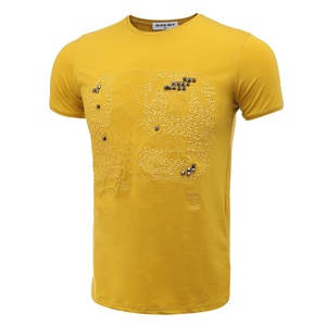 Bordado cubierta con diamantes de imitación de Metal accesorio de los hombres <span class=keywords><strong>T</strong></span> camisa OEM personalizado - Product Image 3