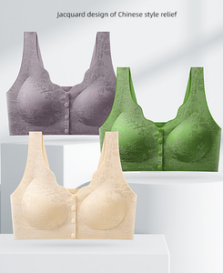 Reggiseno taglie forti <span class=keywords><strong>con</strong></span> <span class=keywords><strong>apertura</strong></span> frontale in stile cinese reggiseno Jacquard in rilievo, biancheria intima da donna stile gilet di mezza età e anziani da donna - Product Image 1