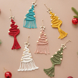 Boho Woven Handmade Macrame Cotton Rope <b>Wall</b> Hangings <b>Christmas</b> <b>Tree</b> Shape Home Decorations - Product Image 2