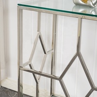 Meubles de salon modernes de style européen, table de console supérieure en verre en métal argenté miroir