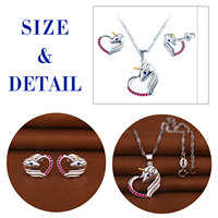 Ensemble de bijoux en argent Offre Spéciale pour filles collier et boucle d'oreille cheval et licorne de dessin animé rose accessoire de chaîne pour enfants