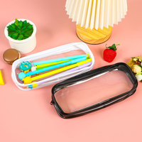 Étui à crayons à fermeture éclair en plastique Transparent pour enfants maquillage clair sac à stylo cosmétique fournitures scolaires