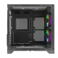 Boîtier d'ordinateur de bureau Mid Tower, panneau frontal RGB, maille métallique, côté en verre blanc, boîtier de jeu pour PC, refroidissement M-ATX, boîtier d'ordinateur de jeu
