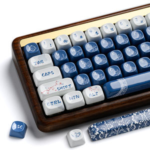 Set di Tasti XVX Blu e Bianco con Effetto Ombra di Prugna, Rivestimento in Ceramica Smaltata, Set di Tasti PBT 140 Tasti Layout ANSI per Tastiera Meccanica - Product Image 5