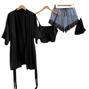 Set di pigiama cinque pezzi Sexy da <span class=keywords><strong>donna</strong></span> in bianco e nero di qualità superiore per abiti da notte primavera autunno estate - Product Image 6