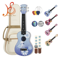 Ukulele pour enfants débutants HUASHENG avec 4 cordes, finition polie, dos/côtés en érable, touche en ébène - Cadeau éducatif musical