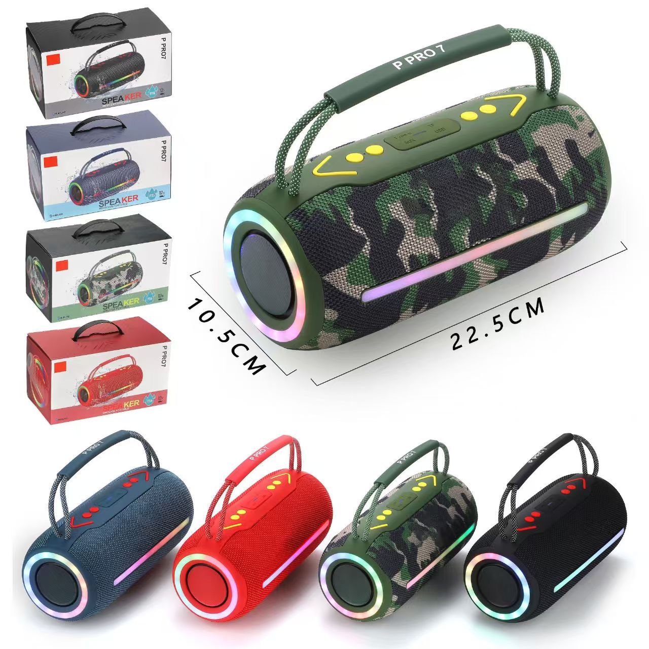 2026 Hot Selling PRO7 Portable Wireless Speaker Dual Outdoor Subwoofers with Colorful Lights · image 2