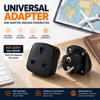 Adaptateur de voyage universel Selamp blanc, prise UK EU Schuko Type F 16A 250V 3500W, convertisseur de prise avec obturateur de sécurité ignifuge IP20, garantie 2 ans