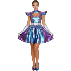 Disfraz Metálico Brillante de Astronauta Alienígena para Cosplay, Halloween, Juego de Rol de <span class=keywords><strong>Robot</strong></span> para Adultos, Traje con Accesorios para la Cabeza - Product Image 2