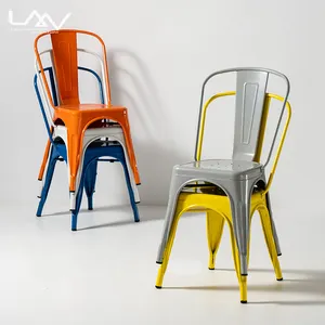 Orange Stackable Chaise Restaurant Bar Dinning Chair Antique Iron Industrial Style Tolix Metal Dining Vintage Home Furniture 8K