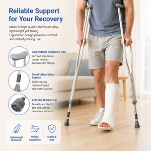 Degao Adjustable Medical Underarm Crutches with Shock Absorption Spring for Elderly and Disabled <b>Walking</b> Support - Product Image 2