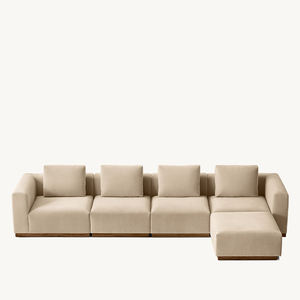 अच्छी गुणवत्ता वाली आधुनिक गर्म बिक्री लिविंग रूम सोफा ठोस लकड़ी फ्रेम एल-आकार सोफे के साथ सेट - Product Image 6