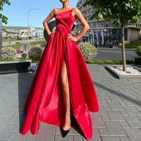 NNR Robe de Soirée Formelle Asymétrique à Bustier Longue, Fendue, Couleur Unie, Sexy et Élégante pour Banquet et Fête