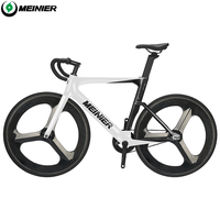 Vélo à pignon fixe en fibre de carbone avec roues à 3 rayons en fibre de carbone et cadre de piste pour vélo à vitesse unique 700c