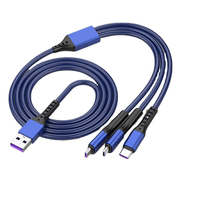 Cable de Carga 3 en 1 Duradero de 5A y 66W, Cable USB para Teléfono con Transmisión de 480Mbps, Accesorios de Cable USB de Carga Rápida