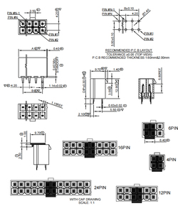 ATX 2 * 2pin 4P kết nối điện màu đen dọc Dip loại Wafer điện Nam kết nối - Product Image 3