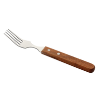 Ensemble de couverts en acier inoxydable 304 avec manche en bois, cuillère, fourchette et couteau, pour hôtel et restaurant