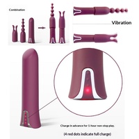Masseur vibrant 10 fréquences, vibrant et rebondissant, pour adulte, avec tête interchangeable personnalisable, vibromasseur silencieux en forme de rouge à lèvres, jouet sexuel