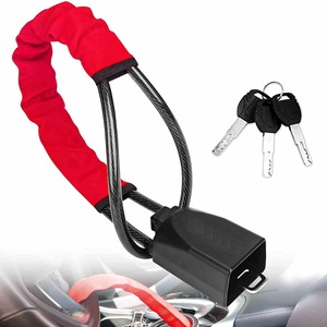 Protector de Seguridad para Automóvil con 3 Llaves, Cable de Acero, Bloqueo de Cinturón de Seguridad y Hebilla para Volante, AK6115, Antirrobo para Auto - Product Image 4