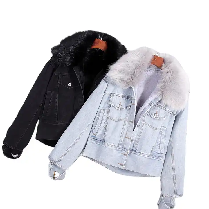 Buy online Fur Embellished Denim Jacket from jackets and blazers and coats  for Women by Showoff for ₹1990 at 68% off | 2024 Limeroad.com