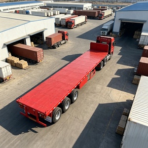 Semi-remorque à plateau plat extensible en acier robuste à 3/4 essieux, capacité de 80-100 tonnes pour le <span class=keywords><strong>transport</strong></span> de marchandises extra-longues - Product Image 2