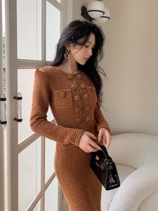 Bettergirl Winter da donna a maniche lunghe girocollo Waffle <span class=keywords><strong>in</strong></span> maglia Maillard con Base <span class=keywords><strong>in</strong></span> <span class=keywords><strong>lana</strong></span> abito <span class=keywords><strong>lungo</strong></span> - Product Image 5