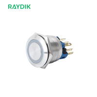 Interrupteurs à bouton-poussoir métalliques anti-vandalisme étanches à LED plats personnalisés 25 mm IP65 1NO 1NC