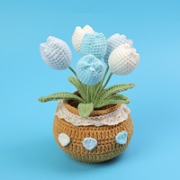 Handgemachte gestrickte Tulpe künstliche Bonsai für Home Restaurant Desktop-Display für Weihnachten Neujahr Halloween Back to School